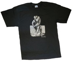 Tom of Finland T-shirts Tank Tops Gay Muscle Leather Fetish Black White Men Gray