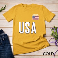 USA Flag Hockey Cool Pocket Equipment Top Gift Unisex T-shirt
