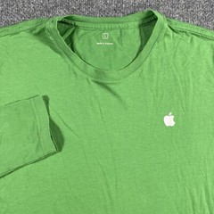 Apple Mens Large Long Sleeve Green Shirt Crew Neck Soft Cotton Lightweight