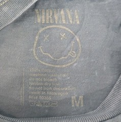 Vtg Nirvana Unisex T-Shirt Yellow Smiley Navy Blue Soft Material 2017 Medium