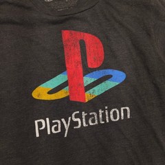Playstation Casual Crew Neck Short Sleeve Graphic Shirt Mens Size Small S Gray