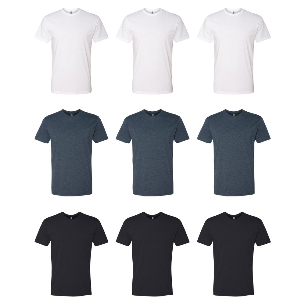 White-3 Midnight Navy-3 Black-3 Size XL Next Level 6210 T-Shirts