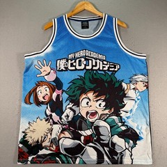 My Hero Academia Deku Todoroki Uraraka Tank Shirt Jersey Mens Large Blue Anime