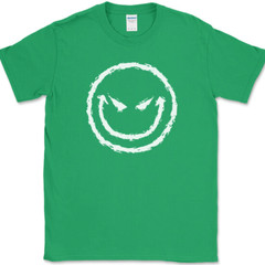 Evil Smiley Face T-Shirt Funny Rebel Biker Humor Sarcastic DJ Club Tee