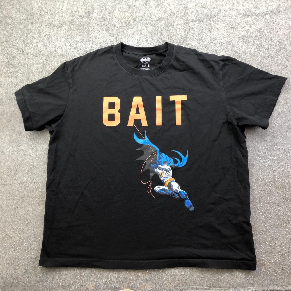 BAIT x Batman Shirt Mens 2XL Black Graphic Tee DC Comics Tagless Double Sided