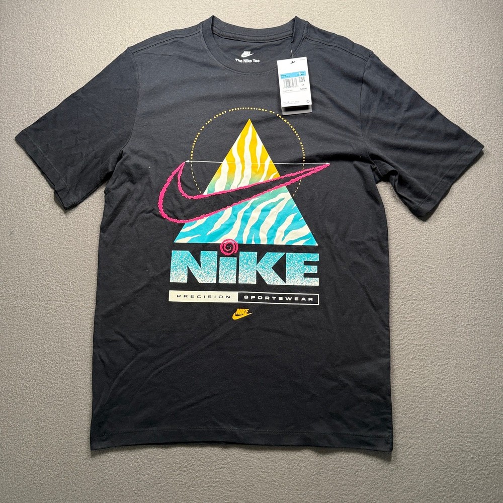 Nike Graphic Tee Mens Medium Tall Black 90s Retro Precision HV9149-010
