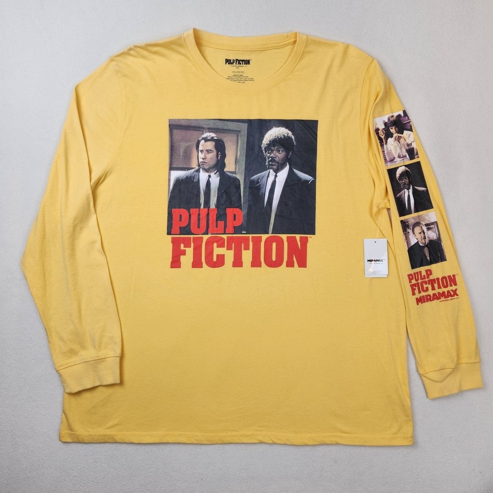 Miramax Pulp Fiction Long Sleeve Shirt Mens 2XL Yellow Movie Graphic Tee NEW