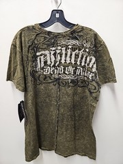 Affliction Dead Or Alive Shirt Men’s Large Copper Crewneck Beaded Rockabilly