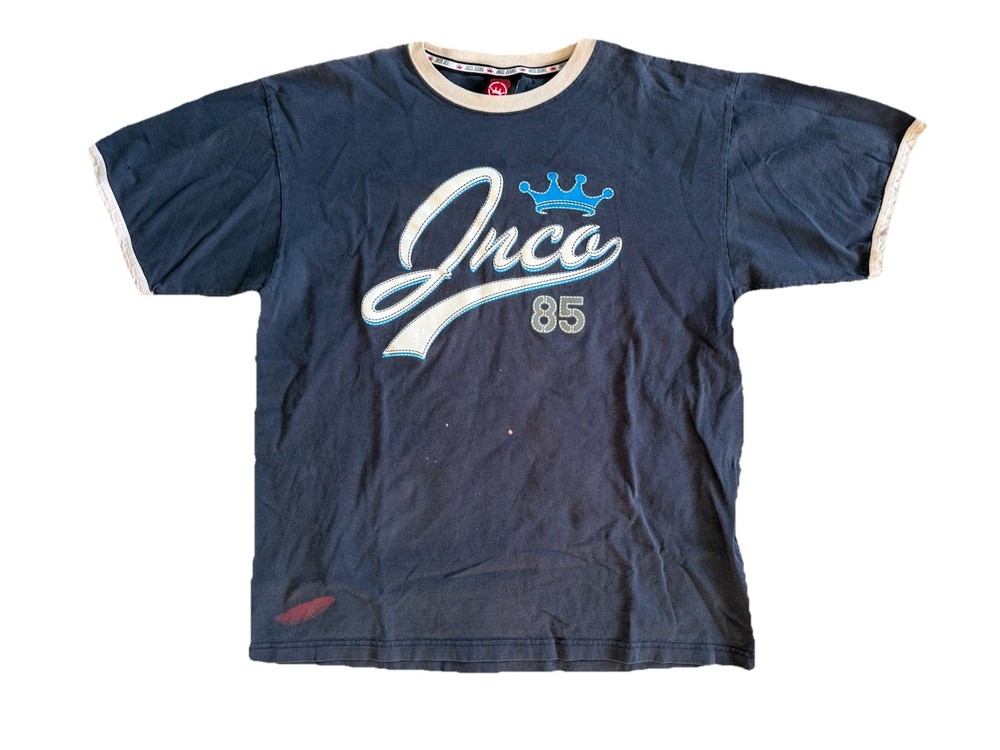 Vtg 90s JNCO Jeans Ringer Crown 85 Shirt Made in USA Skater Y2K XL 100% Cotton