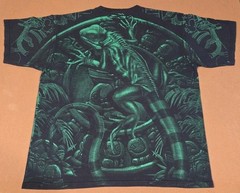 Y2K VTG AOP LIZARD Iguana Mexico Playa Del Carmen Yazbek Reptile Size XL