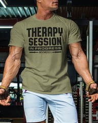 128. Therapy Session Funny Motivational Workout Gym T-Shirt for Men