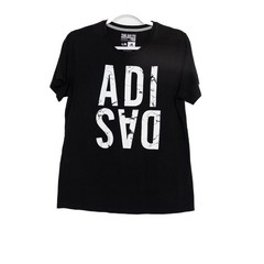 Adidas Size L Go-To Performance Tee Black White Graphic Logo