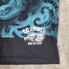 Vtg Cozumel Mexico Shirt Men XL Blue Black Yazbek Ocean Dolphin Fish Graphic AOP