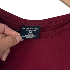 American Eagle Mens Long Sleeve Graphic T-Shirt Maroon Hellcats Rugby Large