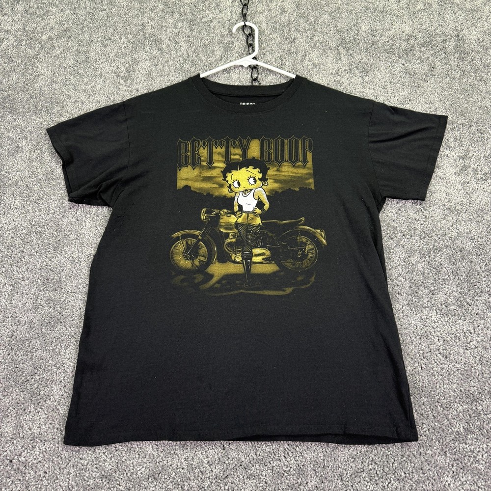 Brisco Brands Shirt Mens Large Black Betty Boop Motorcycle Graphic Tee Biker
