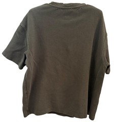 Zara Mens Olive Green Ribbed Cotton Short Sleeve T-Shirt Size Medium Relaxed Fit