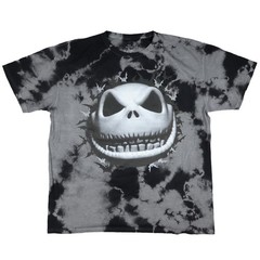 Nightmare Before Christmas T Shirt Mens Jack Front And Back Tie Dye Tee (L)