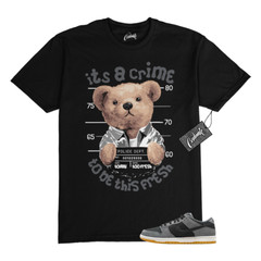 SB Dunk Dark Smoke Grey Black Low White T Shirt to Match CRIME