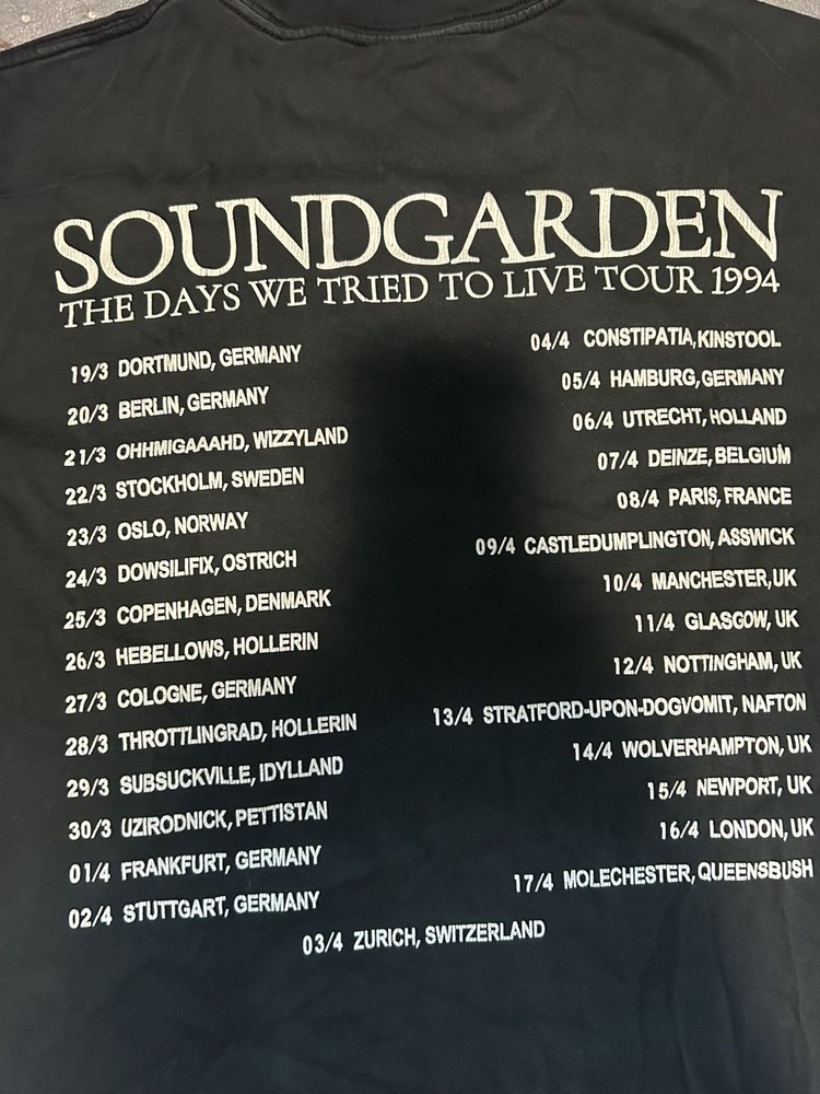 Soundgarden Vintage T Shirt 1994 Superunknown Tour Dates Seattle Grunge Cornell