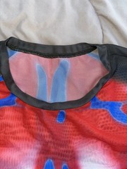 Fever City Red, Blue Black Vibrant Body Heat Map Print Long Sleeve Mesh Tee M