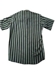 Vintage American Hero Vertical Stripe Button Up Shirt Green Black 90’s
