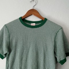 Healthknit Short Sleeve Thermal Waffle Knit Tee Shirt Medium Green White