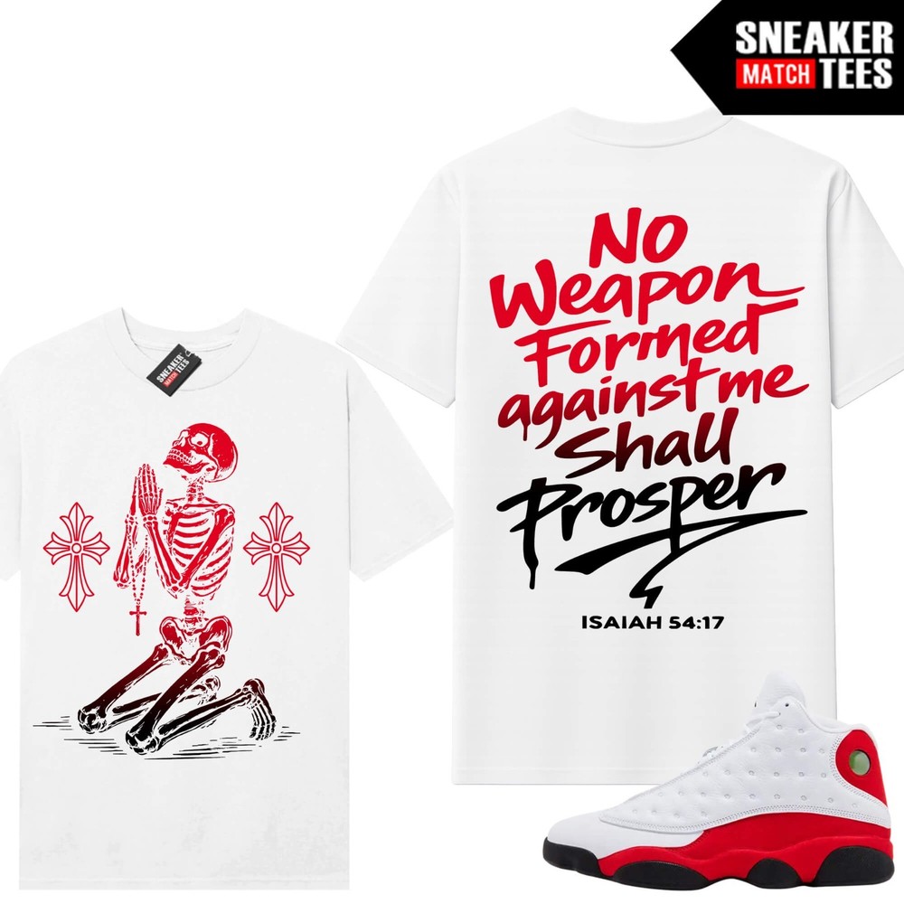 Retro 13 Chicago White Red Shirt to Match- Praying to Haters- Sneaker Match Tees