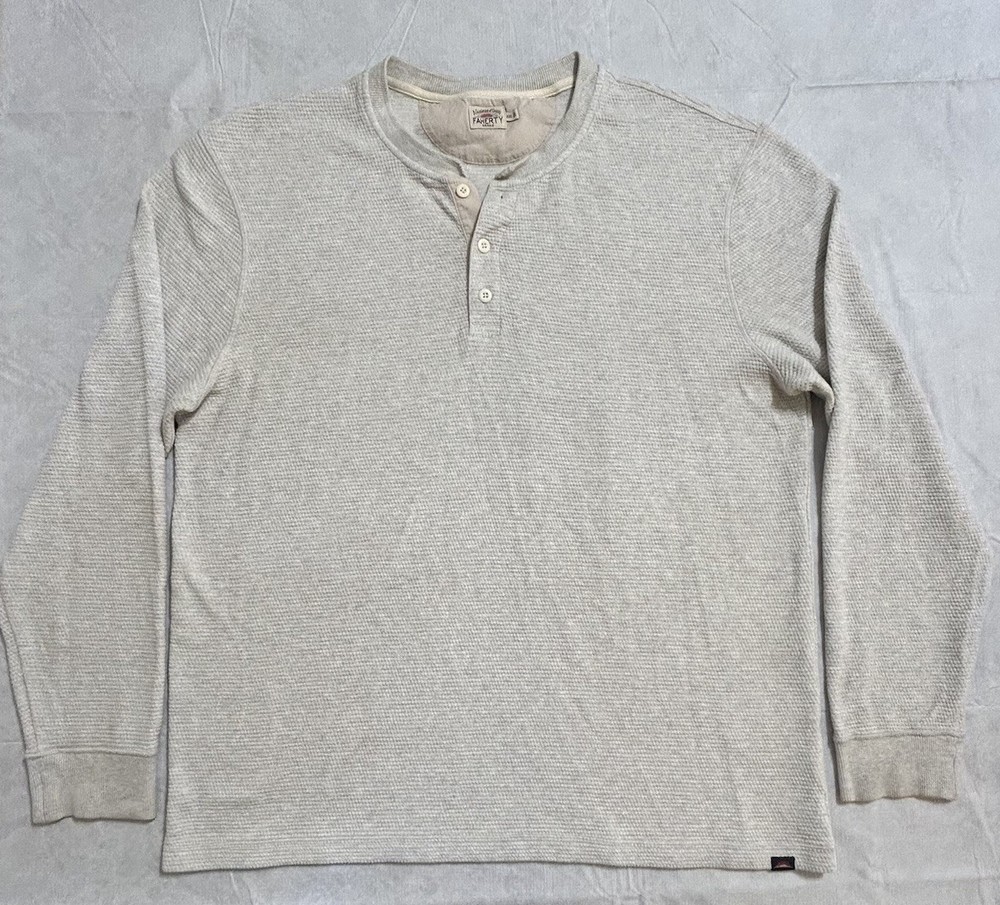 Faherty Thermal Knitwear Henley Gray Men’s XXL Waffle Knit