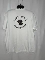 J.Crew Lazy Lulu’s Dockside Bar Graphic T-Shirt Mens XL White Black Lab Dog