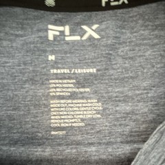 FLX Men’s Blue Crew Neck Short Sleeve Jersey T-Shirt Logo Polyester Spandex M