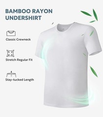 DAVID ARCHY Mens Moisture Wicking Bamboo Rayon Crewneck Undershirt (5 Pack)