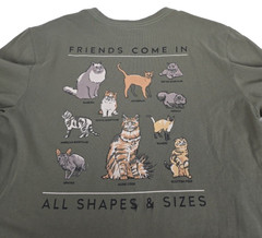 Life is Good Olive S/S Mens Crusher Tee Sz Medium Fun Novelty Friends Cats