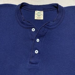 Vintage 90s Northwest Territory Thermal Henley Shirt XL Navy Waffle Made In USA