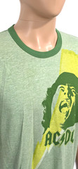 AC/DC Angus Young Graphic Print Crew Neck T Shirt Green Mens X-Large