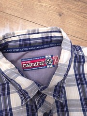 Henry Choice Blue Jeans Men’s XL Shirt Daytona Speedway Gasoline Racing Patches