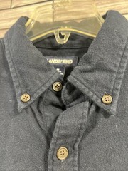 Lands End Mens M shirt Traditional Fit Long sleeve Button Up Navy Blue cotton
