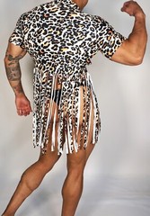 ANIMAL PRINT FRINGE TOP SHIRT ADULT M