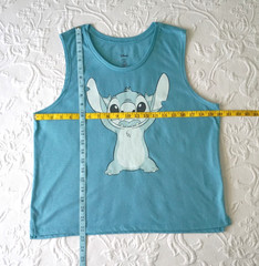 Stitch Disney Tank Top Blue Unisex Size Large Scoop Neck Poly/Rayon