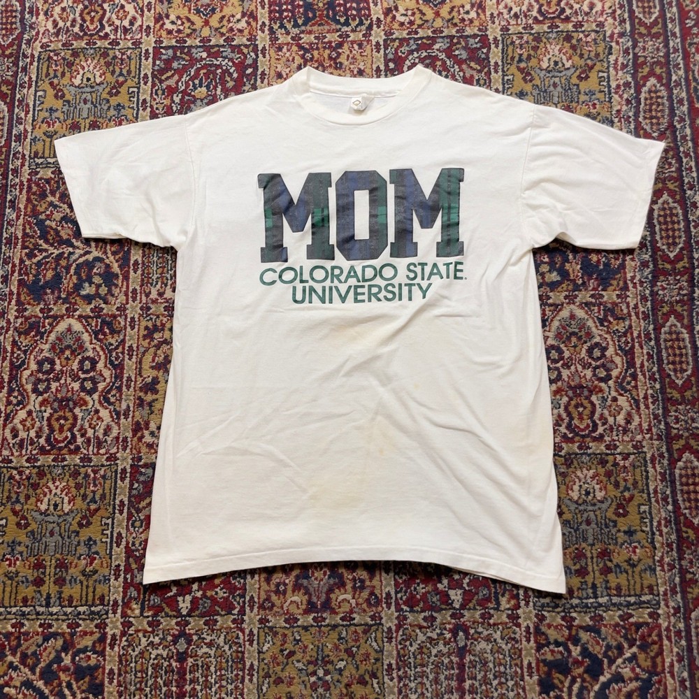 Colorado State University MOM T Shirt XL White Cotton Graphic T Mens Made in USA