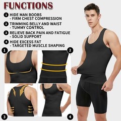 Mens Compression Shirt Slimming Body Shaper Vest Waist Trainer Vests Undershirts