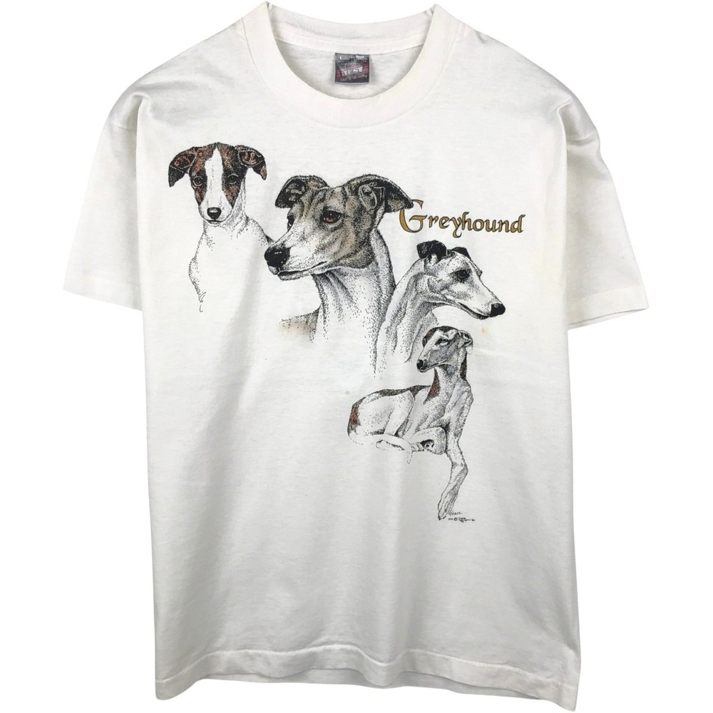 Used 90’S Fruit of the Loom GREYHOUND dog print animal t-shirt made in USA m…