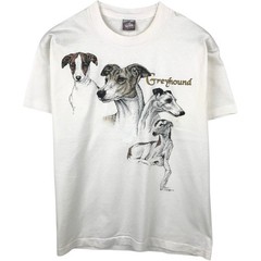 Used 90’S Fruit of the Loom GREYHOUND dog print animal t-shirt made in USA m…