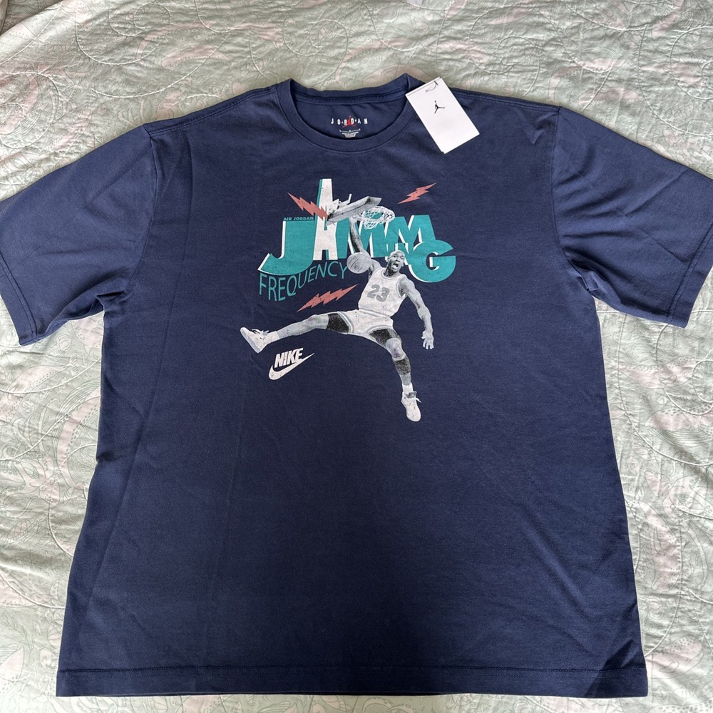 Nike Air Jordan Large Blue T-Shirt Jamming Frequency HJ2929-410 NWT