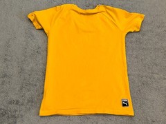 PUMA T Shirt Womens Small Yellow Shoulder Stitch Short Sleeve Athletic Top