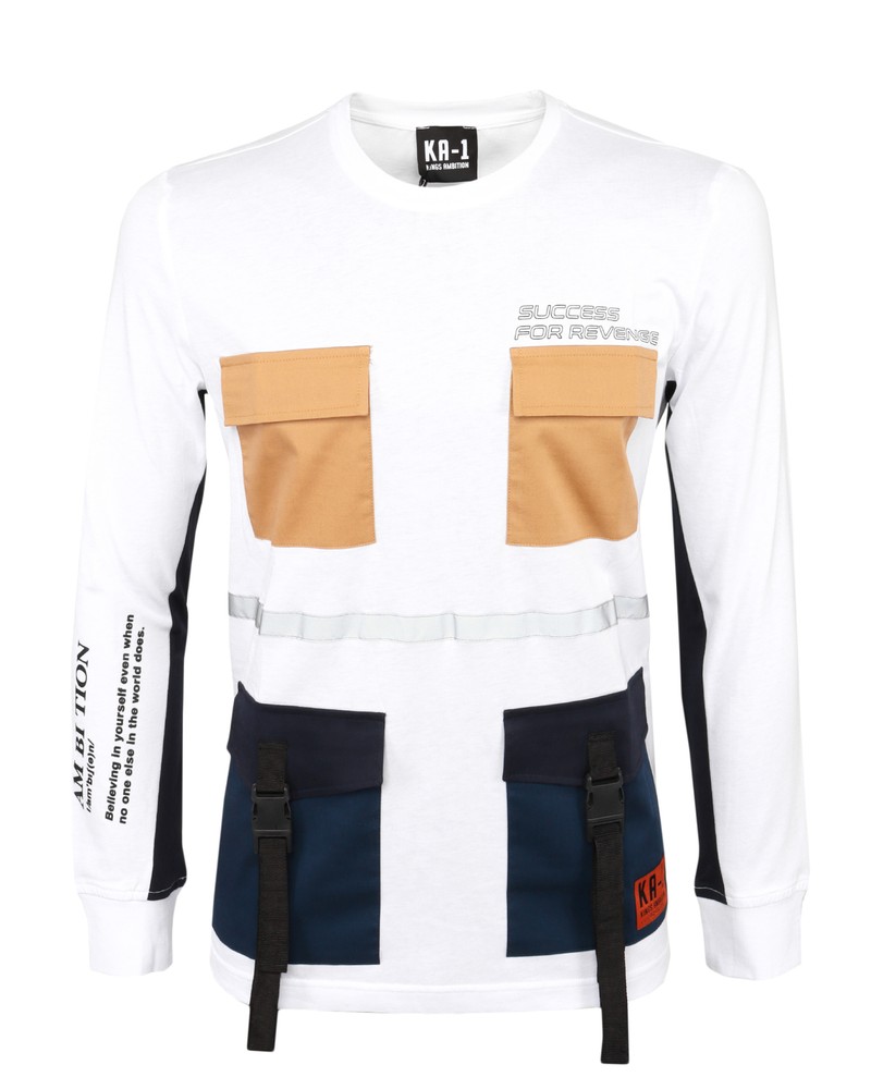 NWT KA-1 King’s Ambition T-SHIRT white long sleeve cotton luxury UAE L