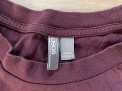 Men’s ASOS Design Burgundy Tee Sz L T-Shirt Short Sleeve Crewneck Pullover