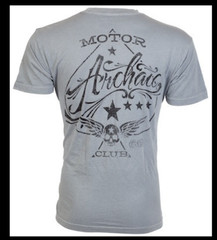 ARCHAIC by AFFLICTION Silver NATION USA FLAG Short Sleeve Slim Fit T-shirt NWT