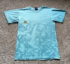 Vintage Habitat Wilderness T-Shirt Men’s Size Large All Over Print Animal Blue
