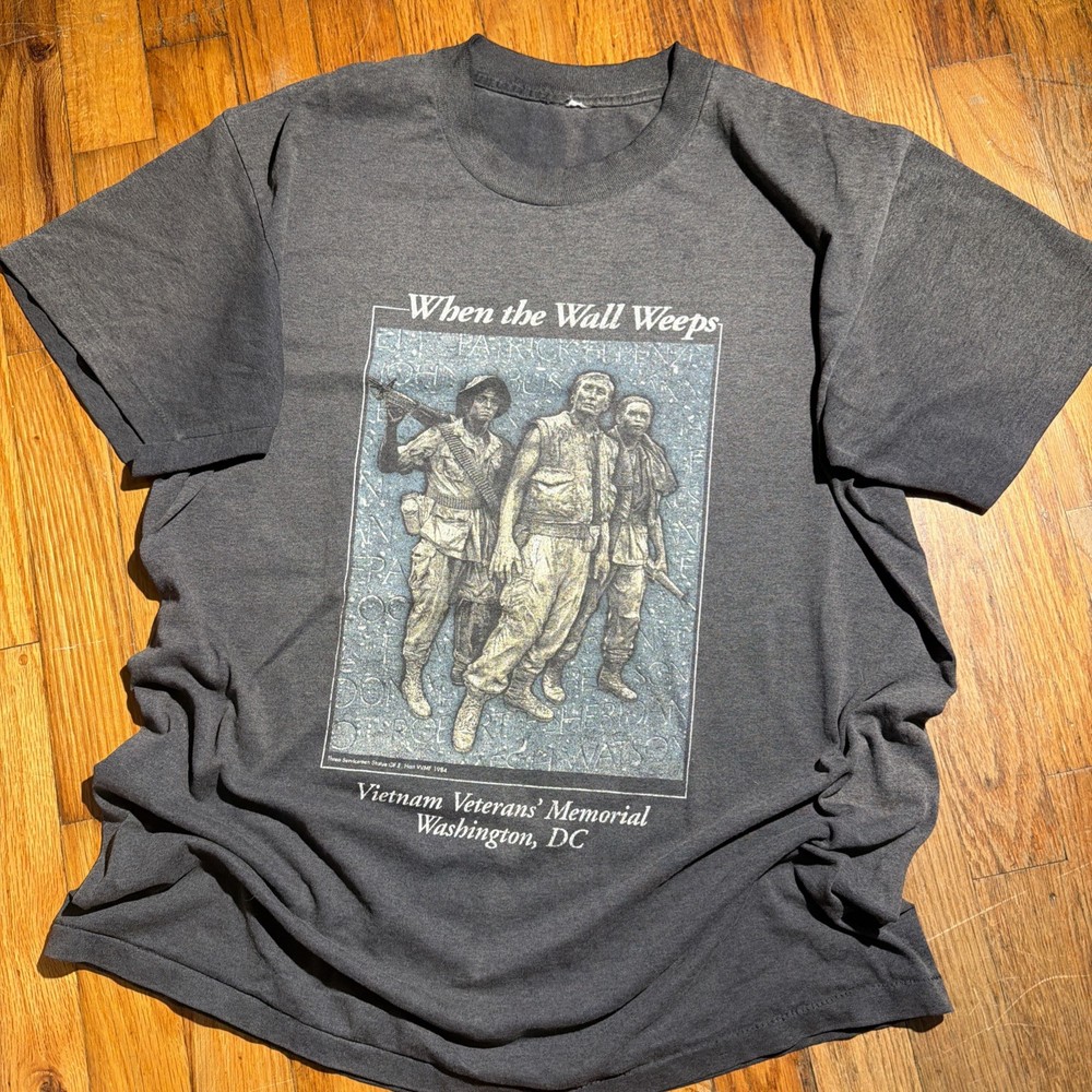 Vintage 1984 Vietnam War Veteran Memorial Tribute Military Army Shirt USA LG