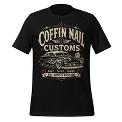 Coffin Nail Customs Shirt Psychobilly Hot Rod Gearhead Kustom Kulture Tee XS-5XL